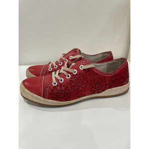 Josef Seibel Women's Floral Red Leather Comfort Walking Shoes Sneaker 36 US 5.5
